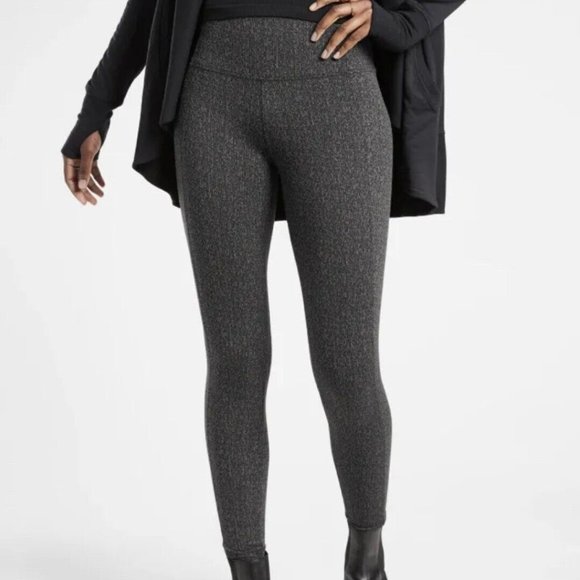 Athleta Delancey Herringbone Leggings Tights Gray Black Size S XL Full Length - Picture 1 of 11